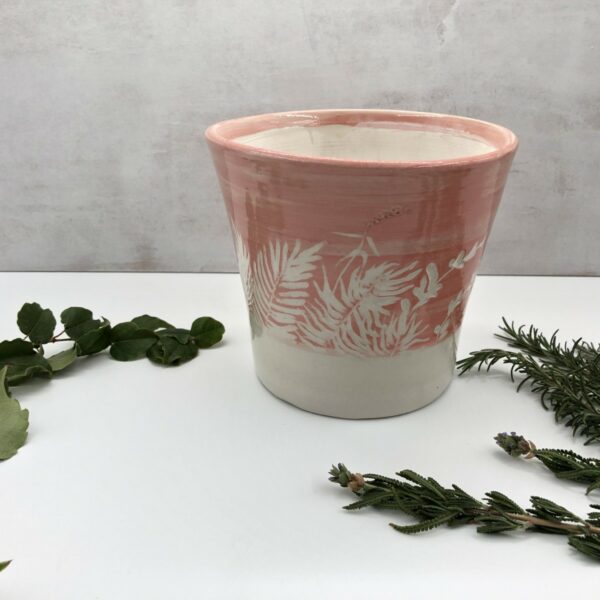 maceta cerámica decorada rosa
