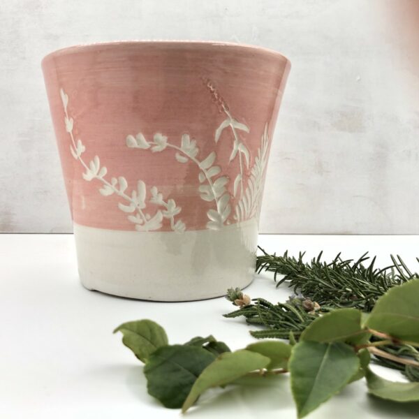 maceta cerámica decorada rosa