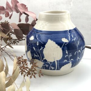 Jarrón azul cerámica