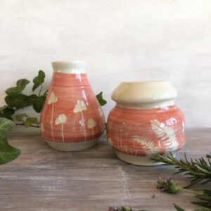 Set de jarrones cerámica rosa